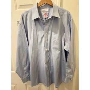 Cremieux Mens Dress Shirt 18 35 Light Blue 100% Pima Cotton Non-Iron Long Sleeve